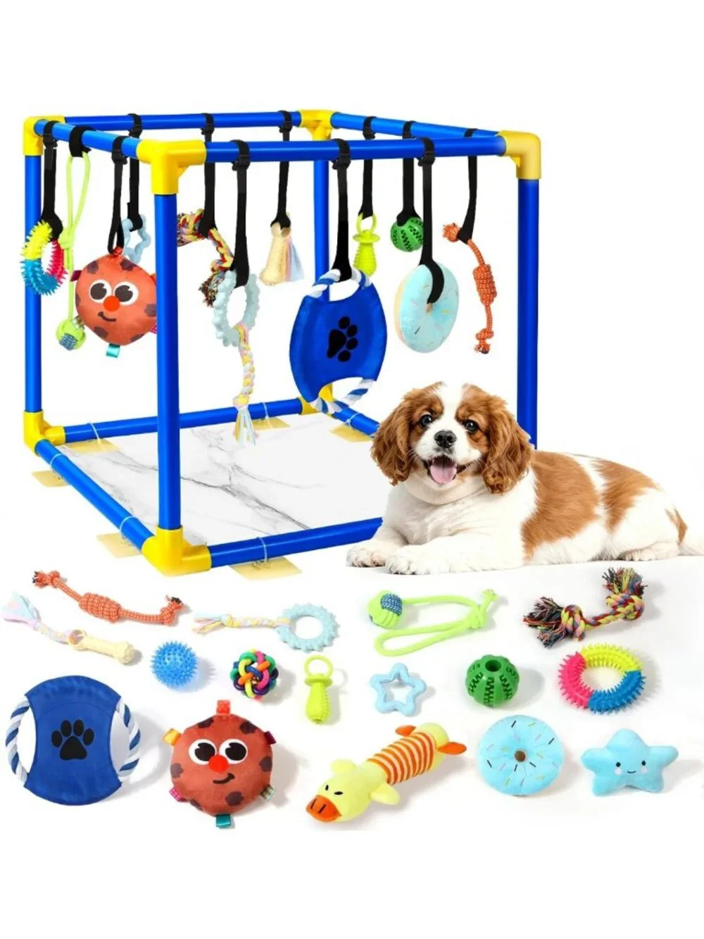 Interactive Puppy Play Gym with 16 Toys, Indoor Enrichment Activity Center for